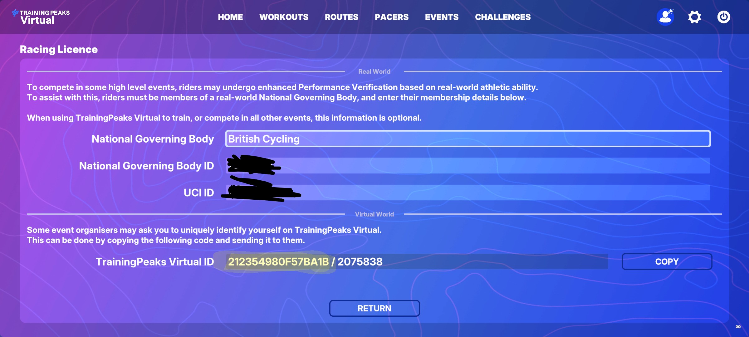 Guide to finding your TrainingPeaks Virtual UID